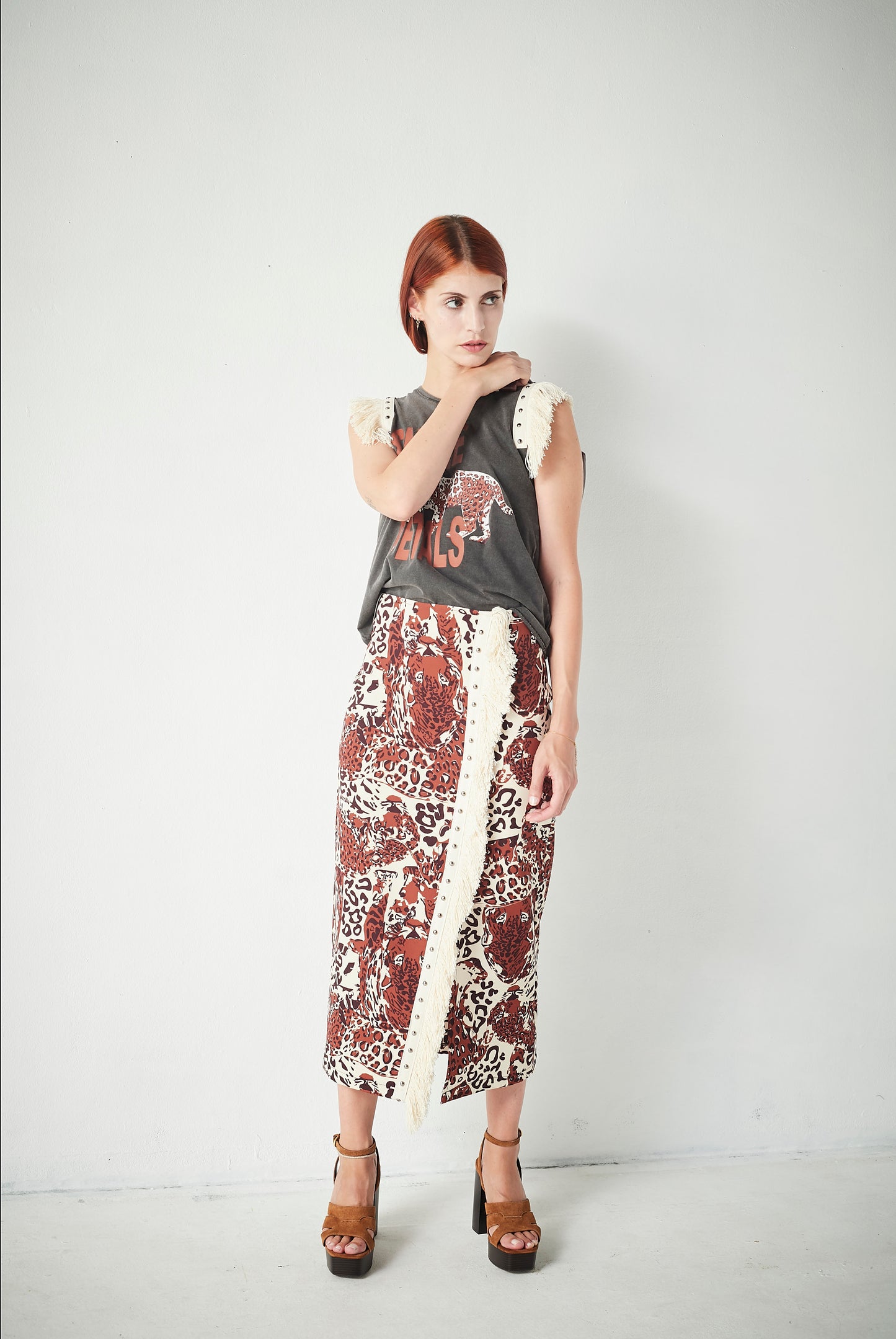 Falda Flecos Tiger Brown