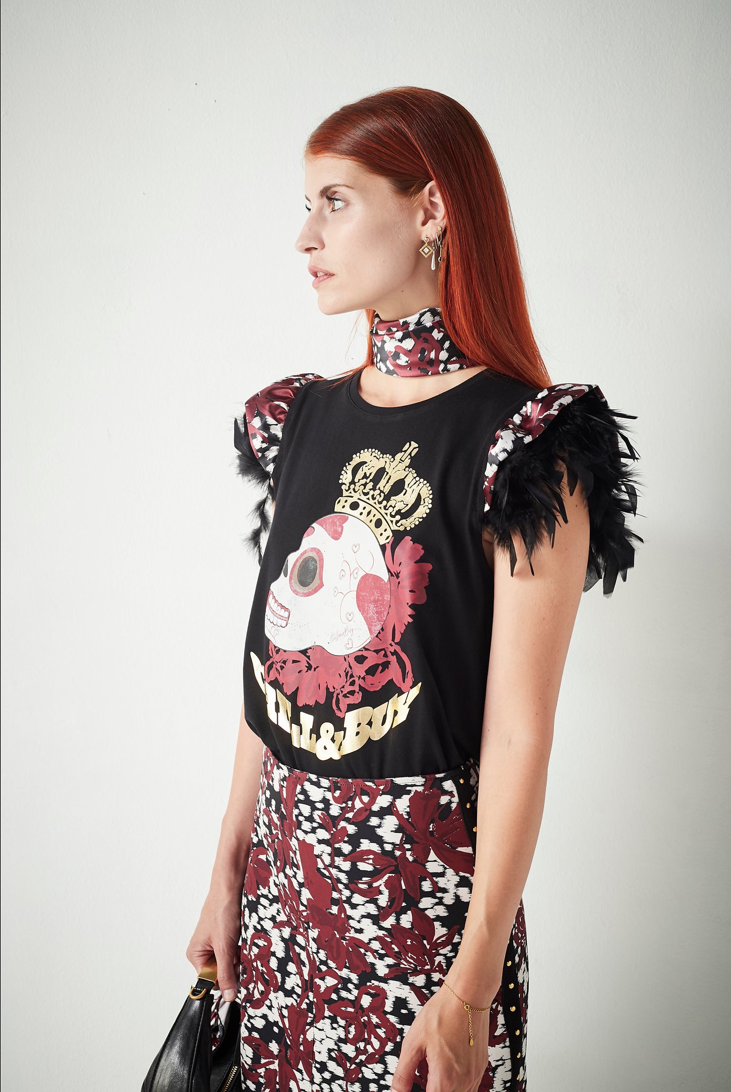 Camiseta Minivolante Plumas Skull