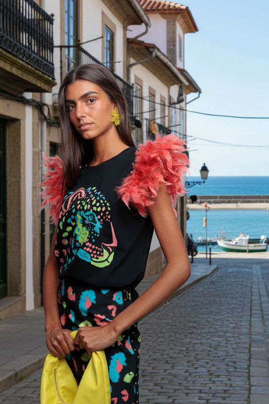 Camiseta Plumas Skull Tiger