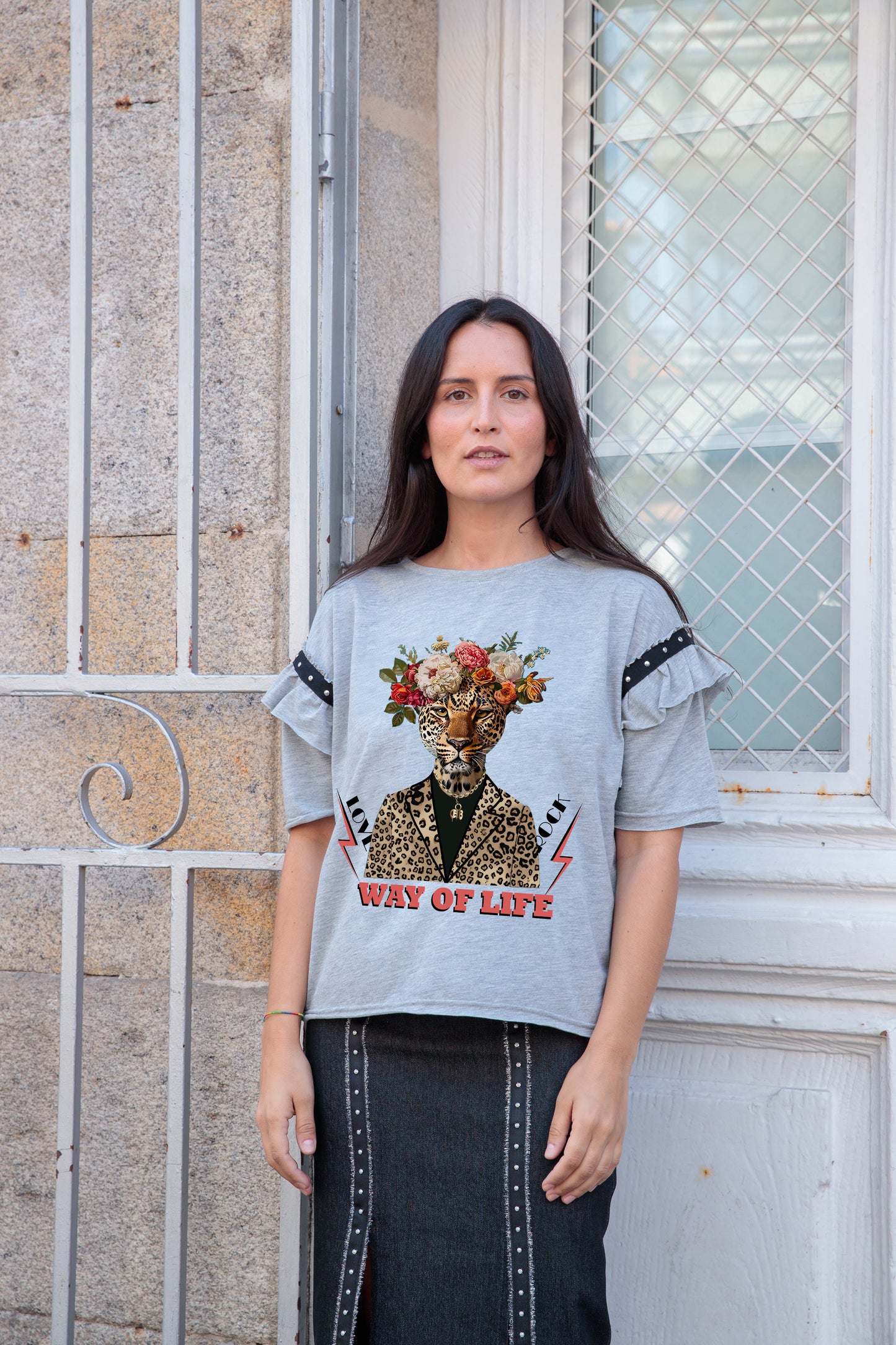 Camiseta Over Tigre Flores