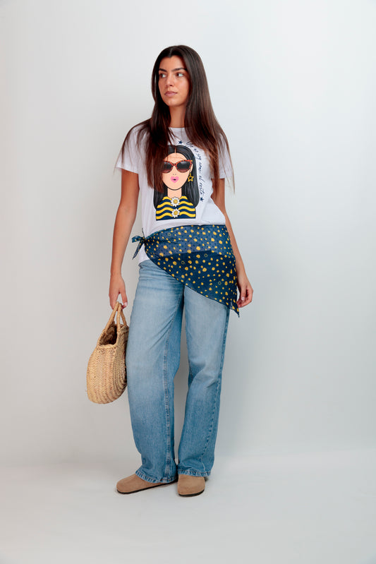 T-shirt basique fille à pois
