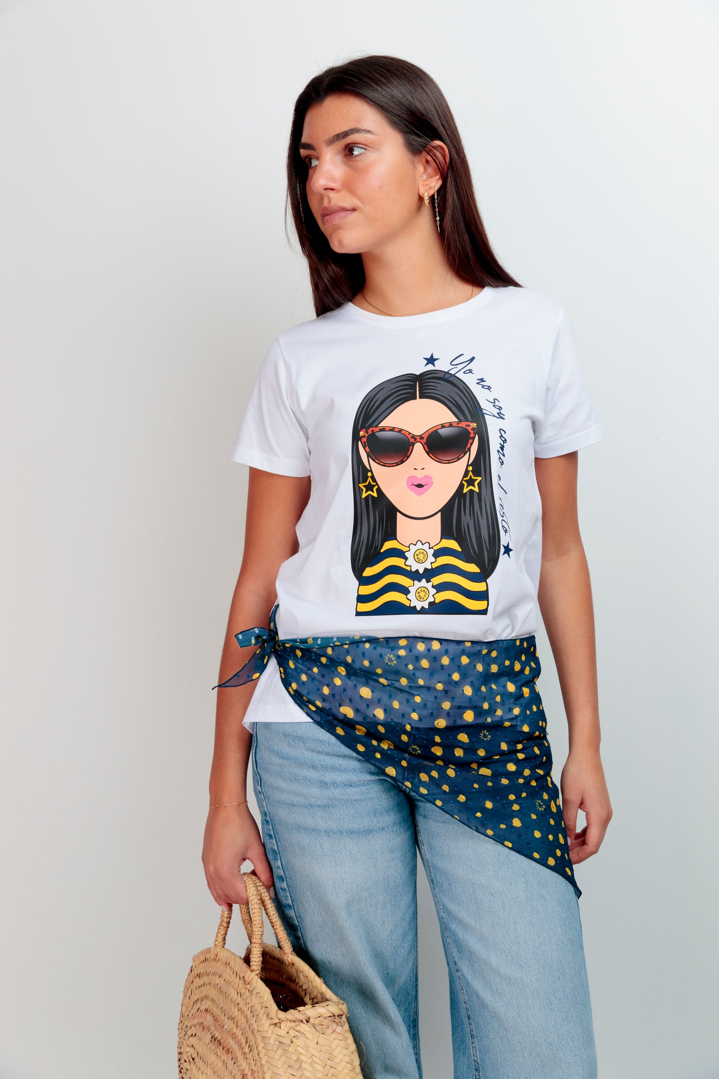 T-shirt basique fille à pois