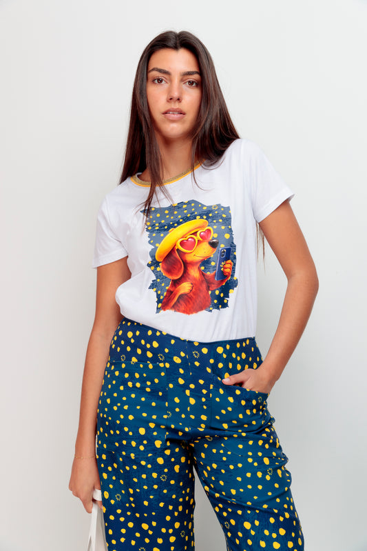 T-shirt Lurex Teckel Pois