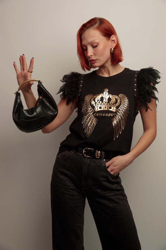 Crown Wings Feather T-Shirt