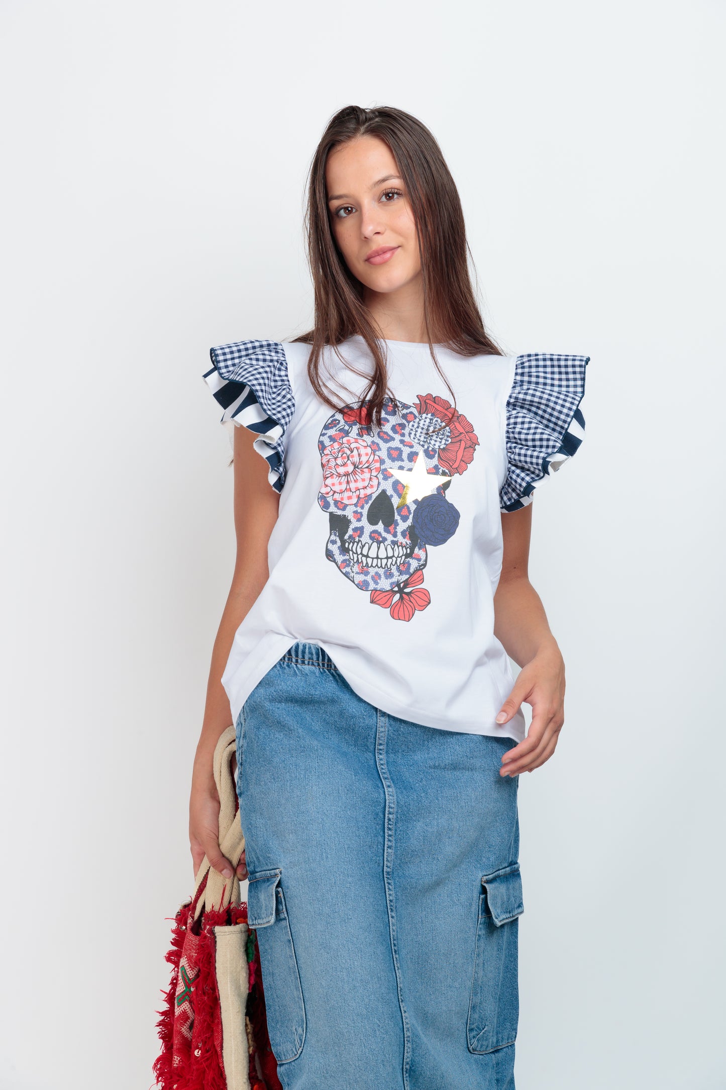 T-shirt Sunset Skull Flowers