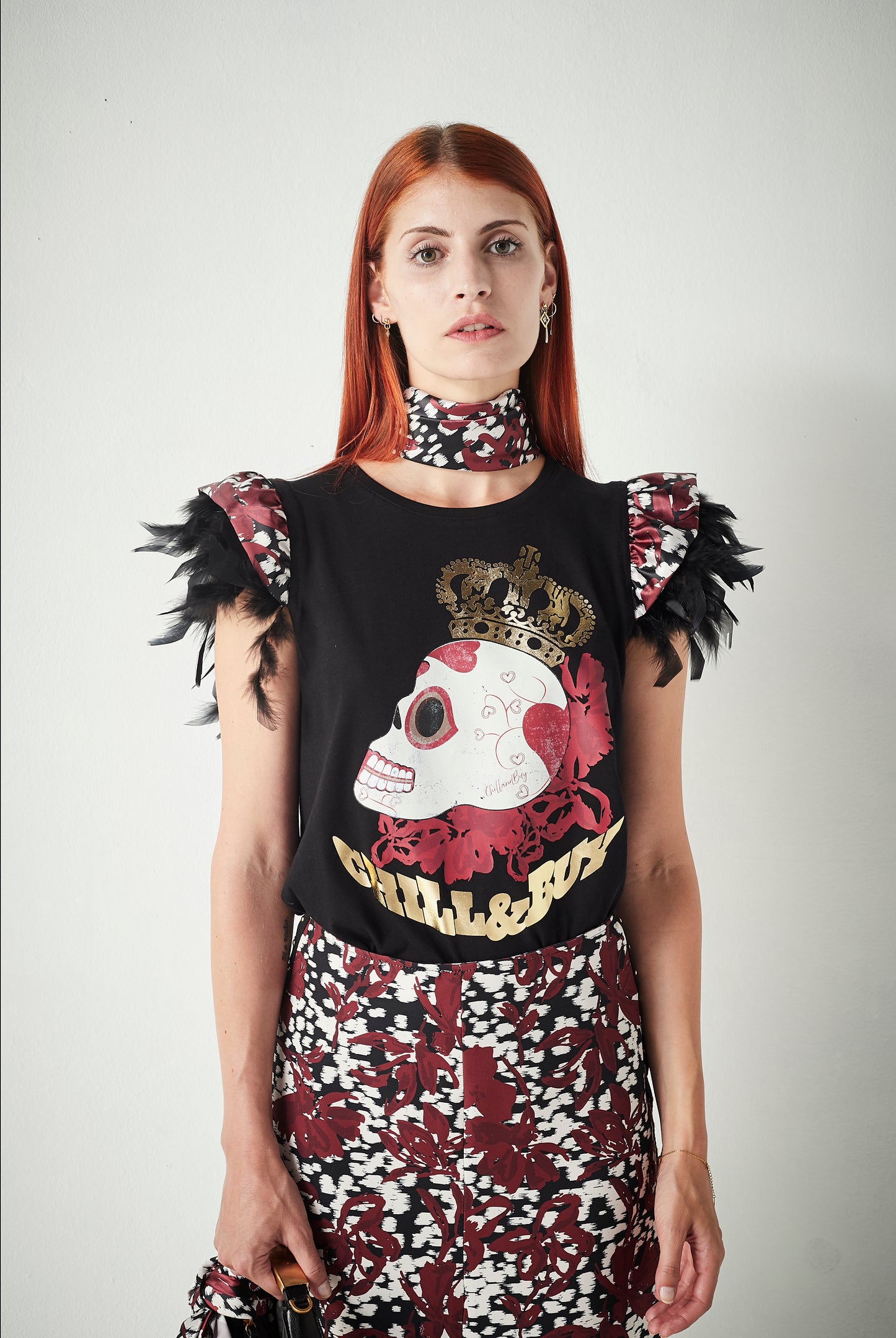 Camiseta Minivolante Plumas Skull