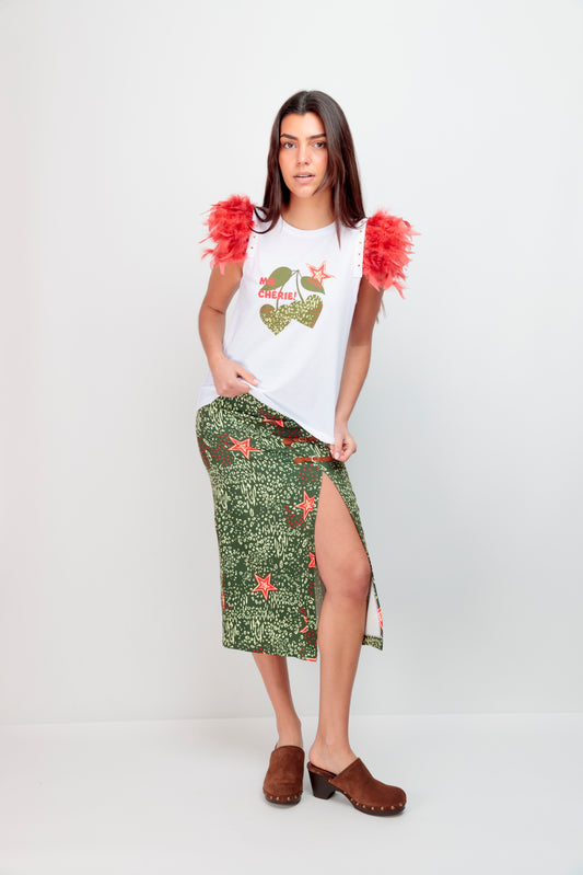 Camiseta Plumas+Tachas Cherry Star