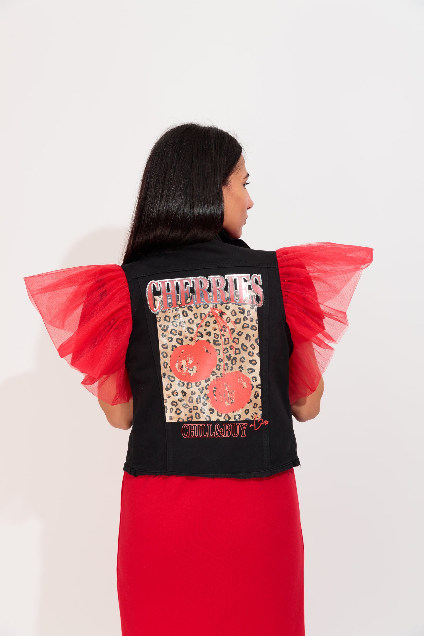 Gilet à volants cerises