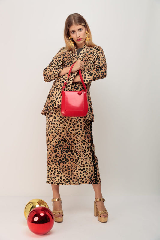FALDA LARGA LEOPARD TACHUELAS