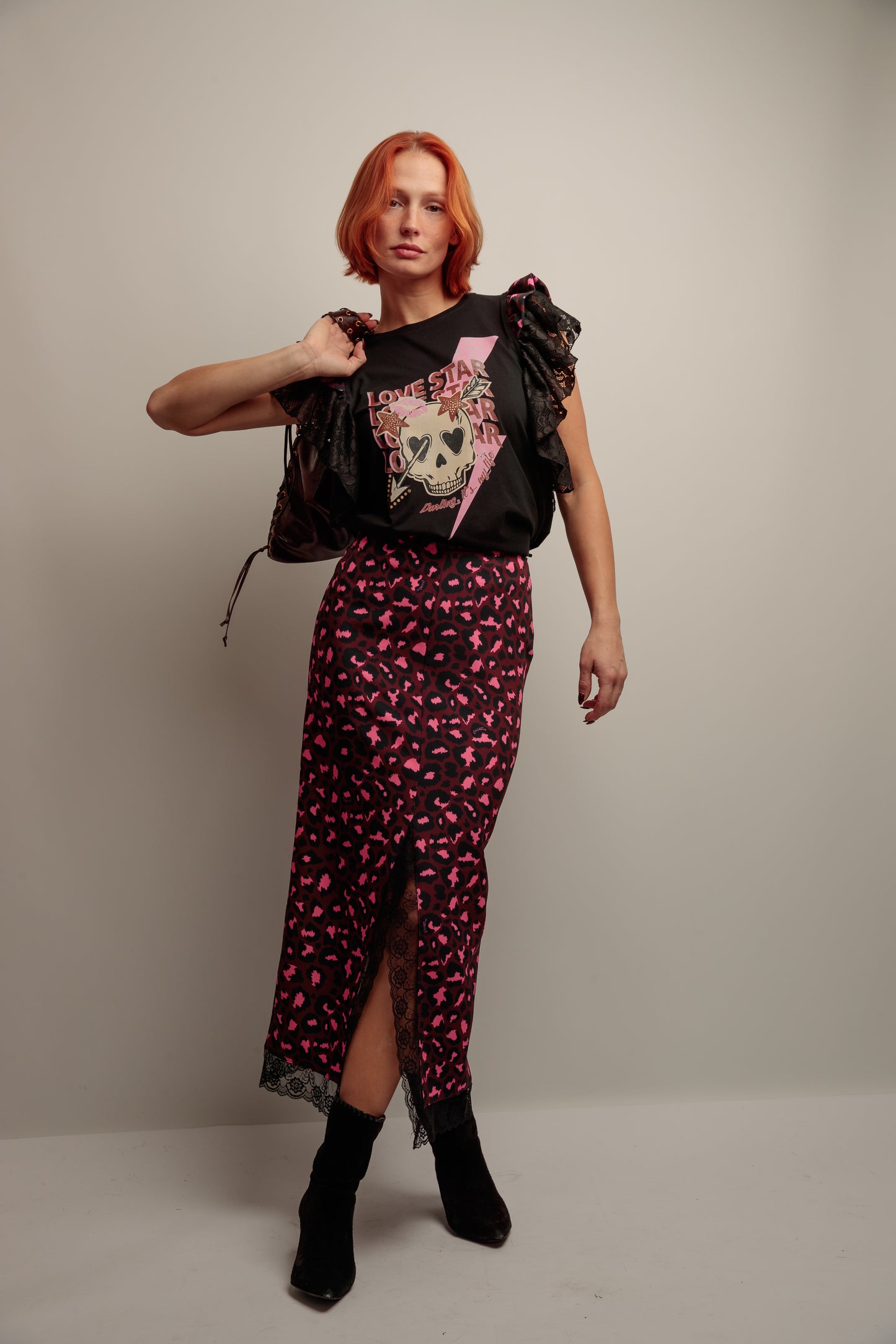 Falda Encaje Print Caye
