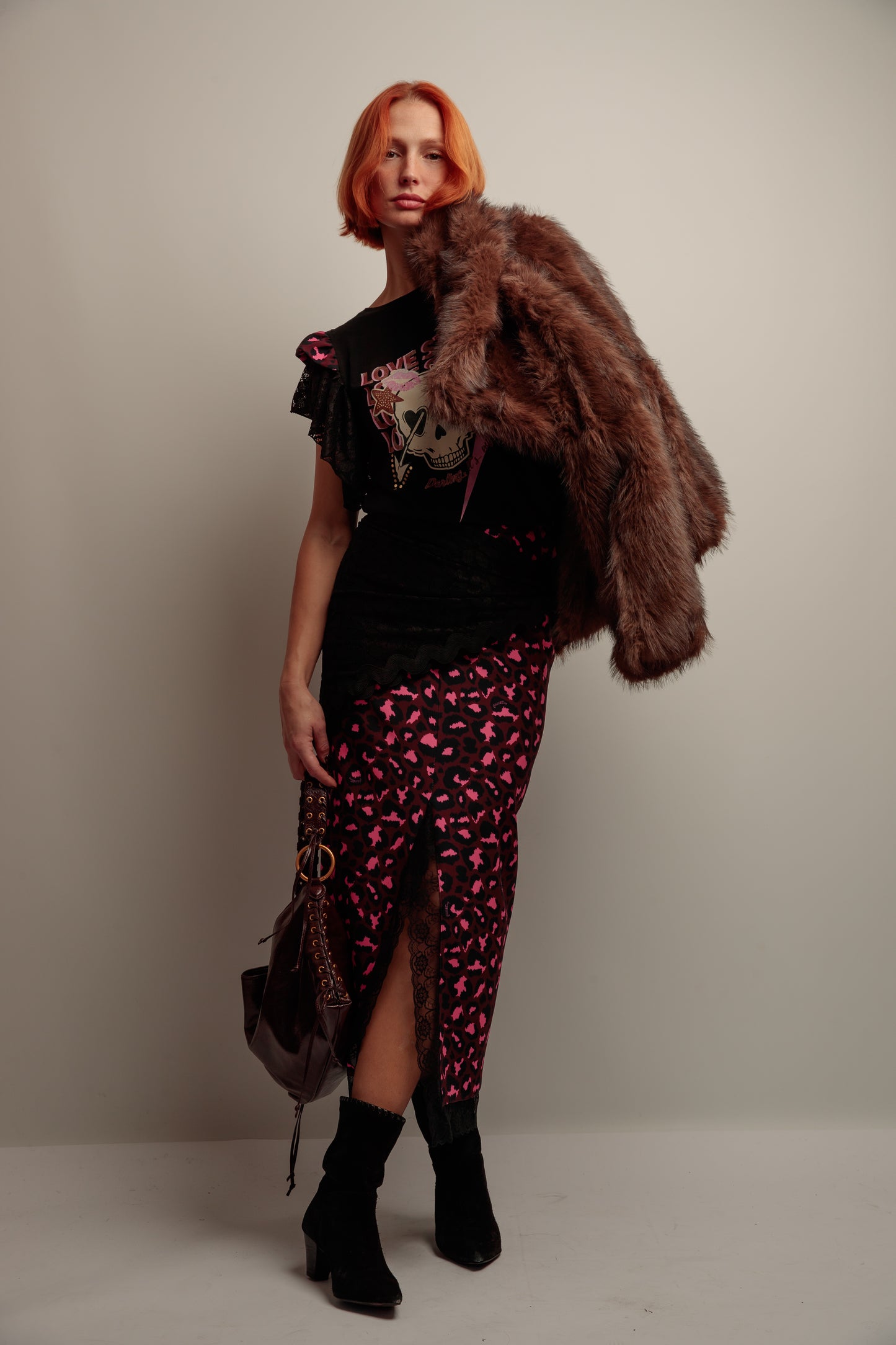 Falda Encaje Print Caye