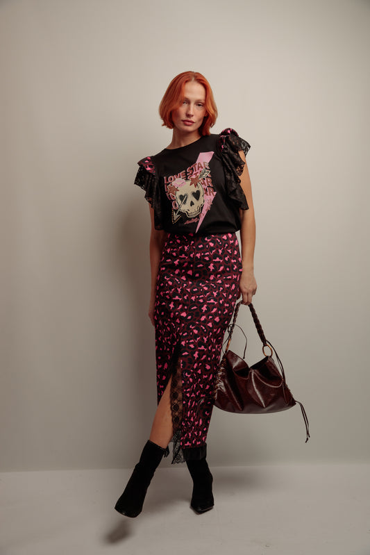 Falda Encaje Print Caye