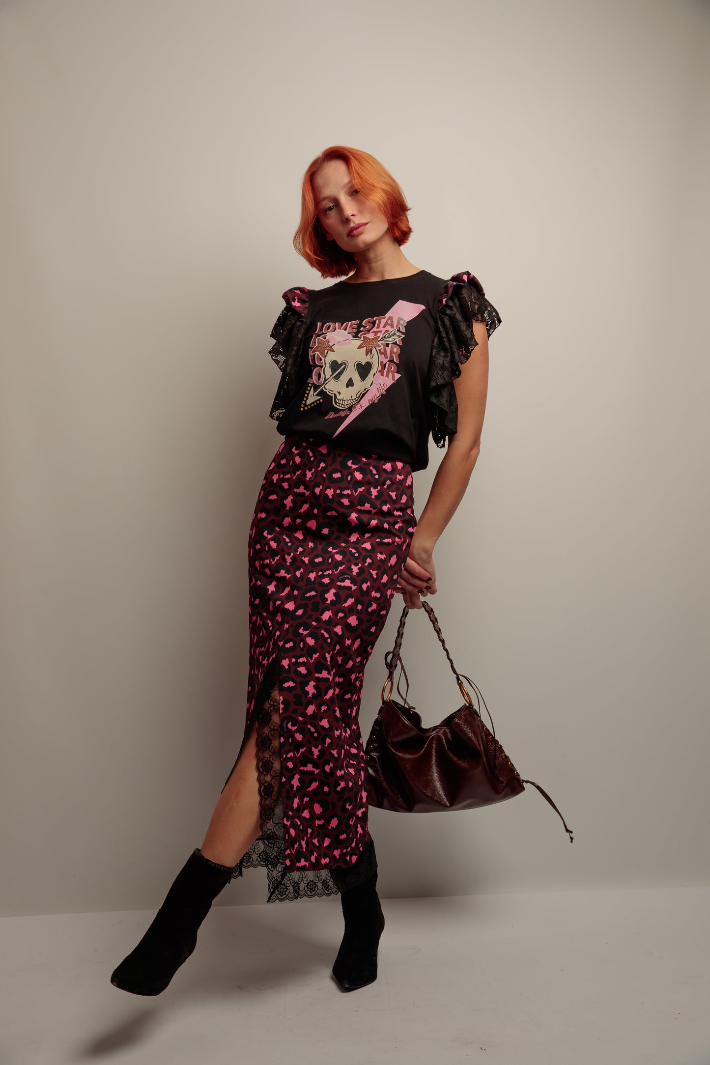 Falda Encaje Print Caye
