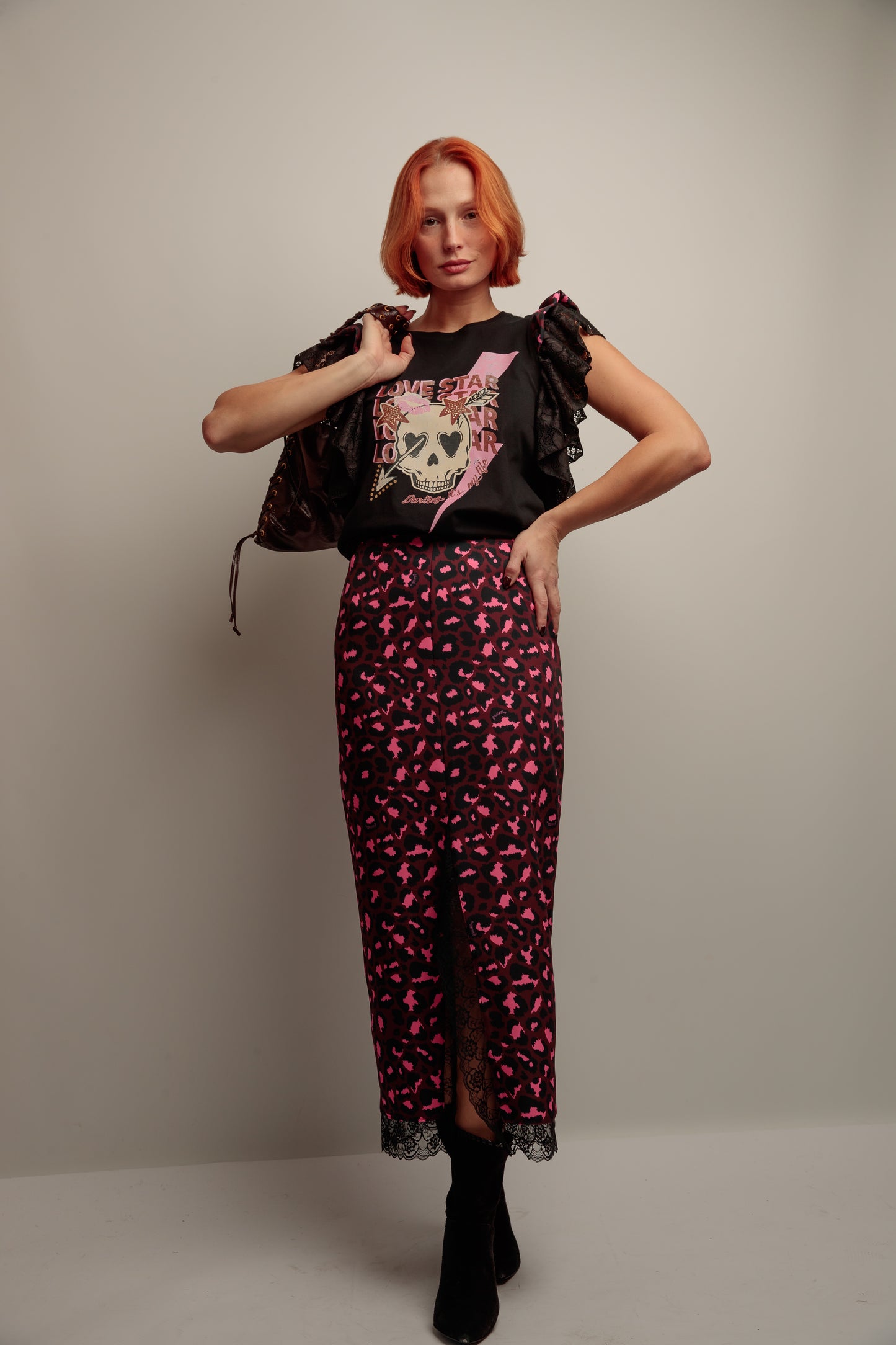 Falda Encaje Print Caye