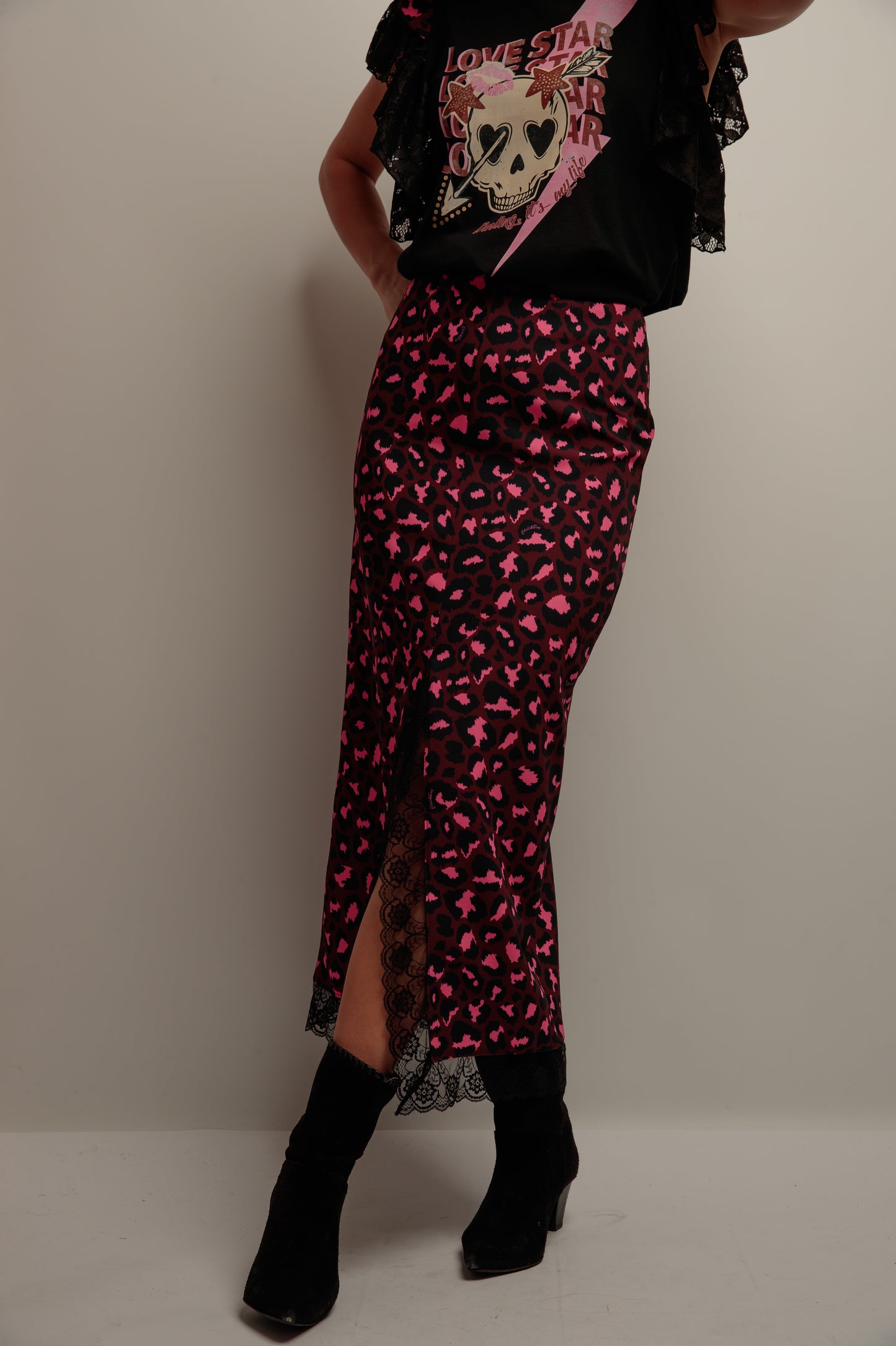 Falda Encaje Print Caye
