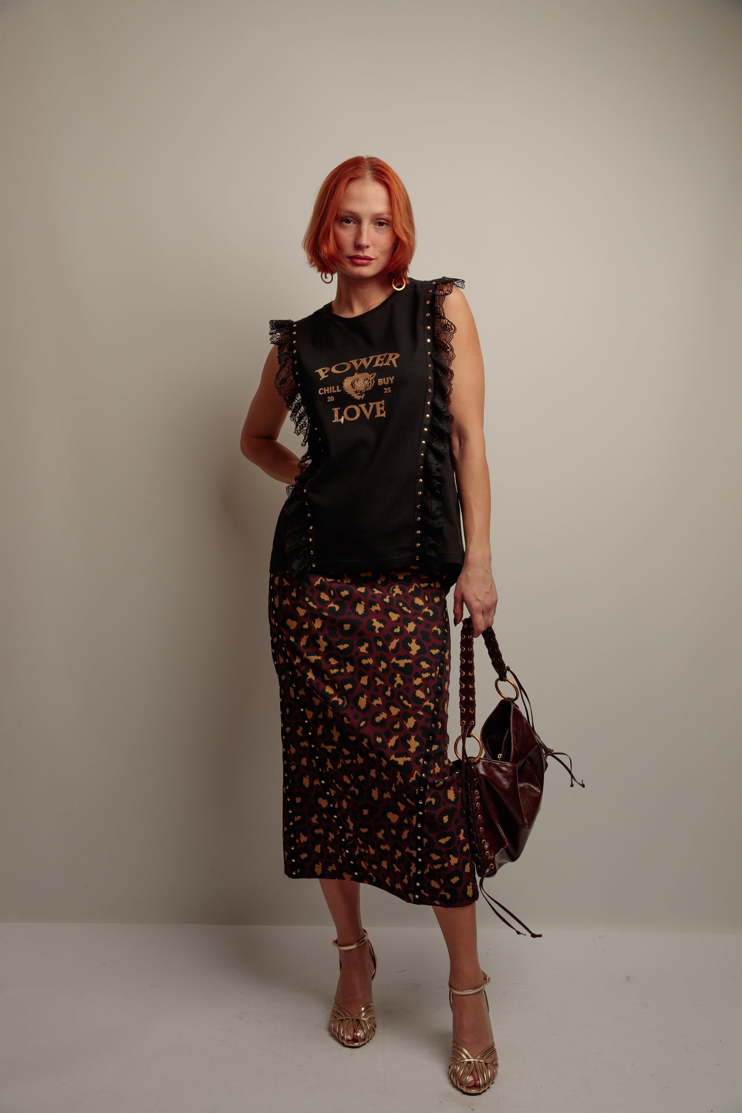 Falda Tachas Print Star