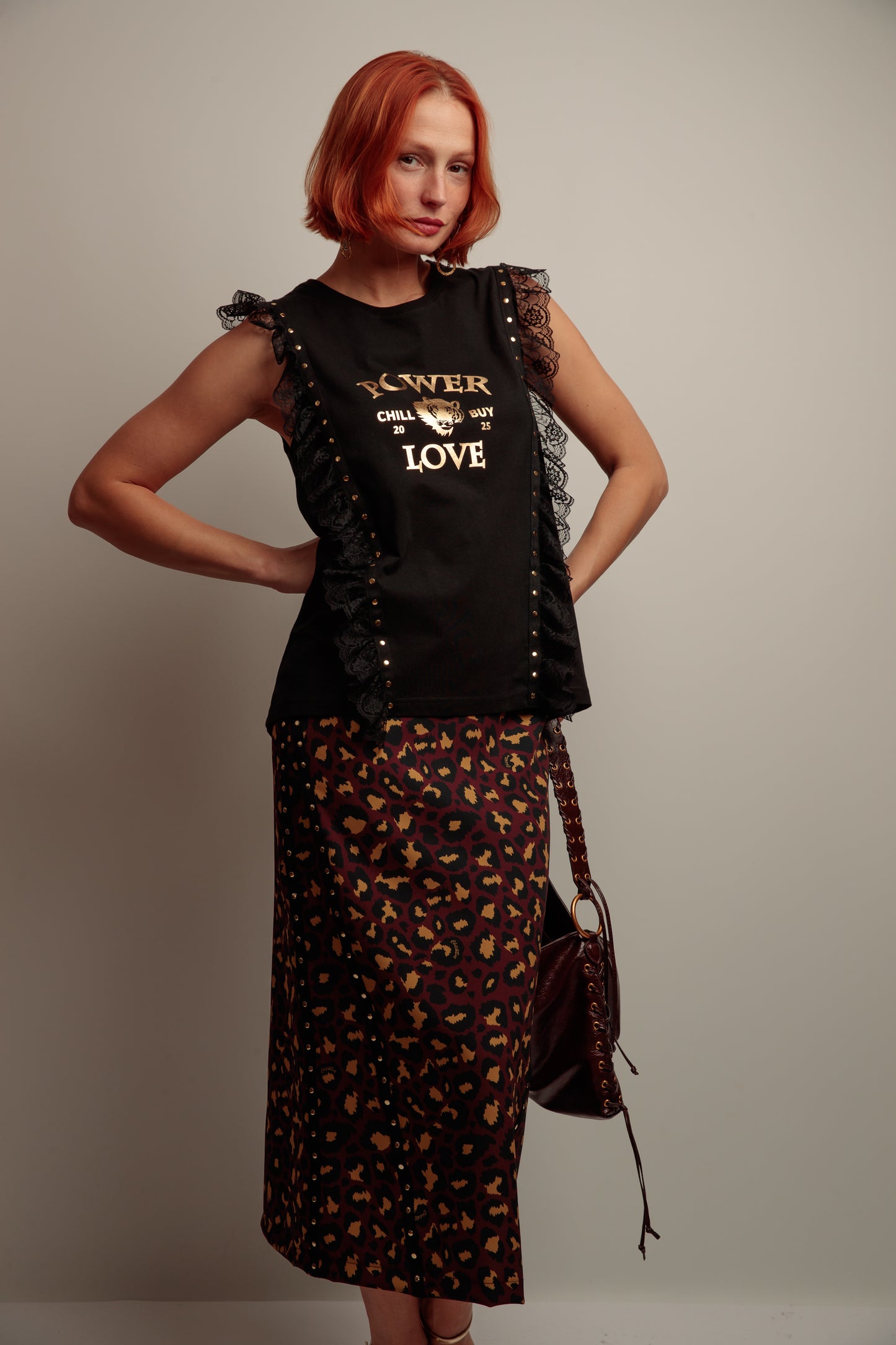 Falda Tachas Print Star