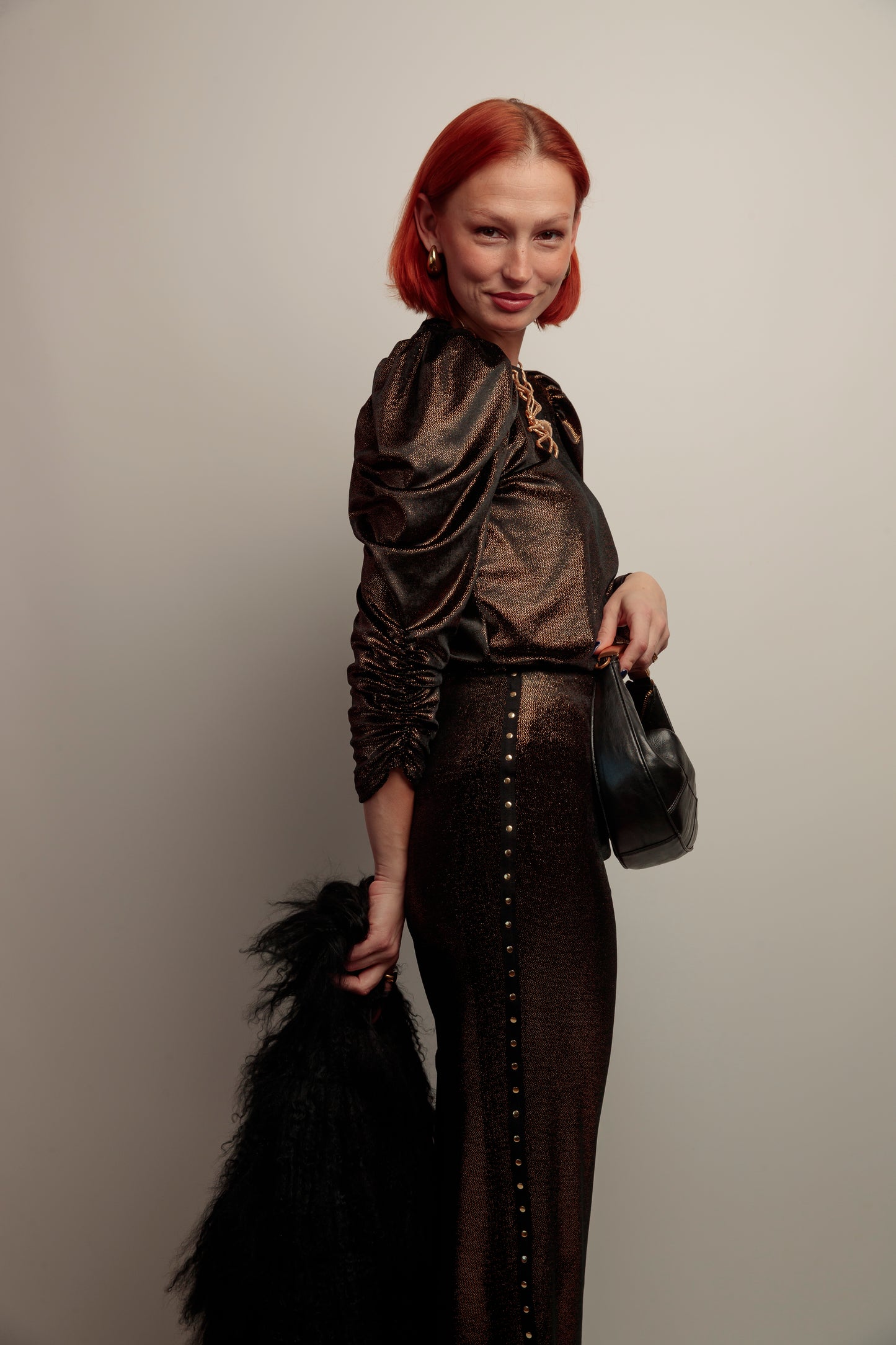 Falda Tachas Terciopelo Negro