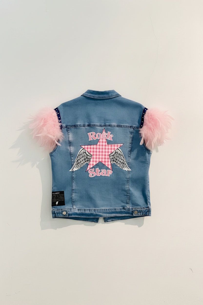 Chaleco Plumas Rock Star Rosa