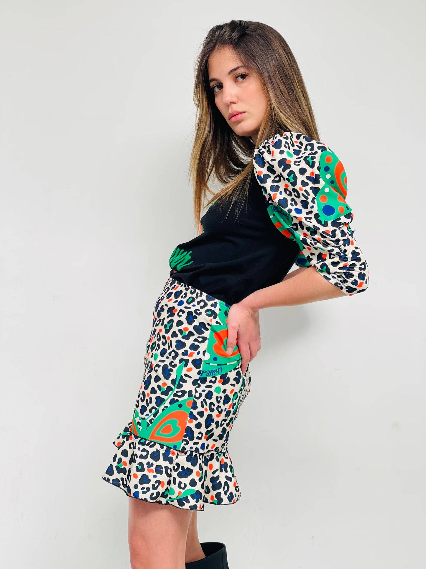 Fly Print Mini Skirt