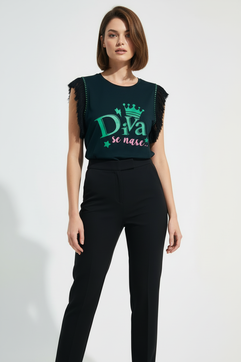 Camiseta Flecos Diva Verde