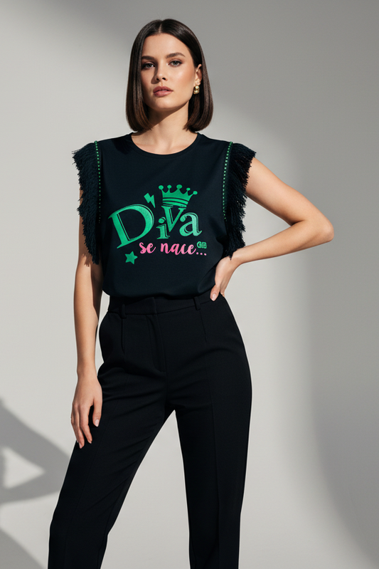 Camiseta Flecos Diva Verde