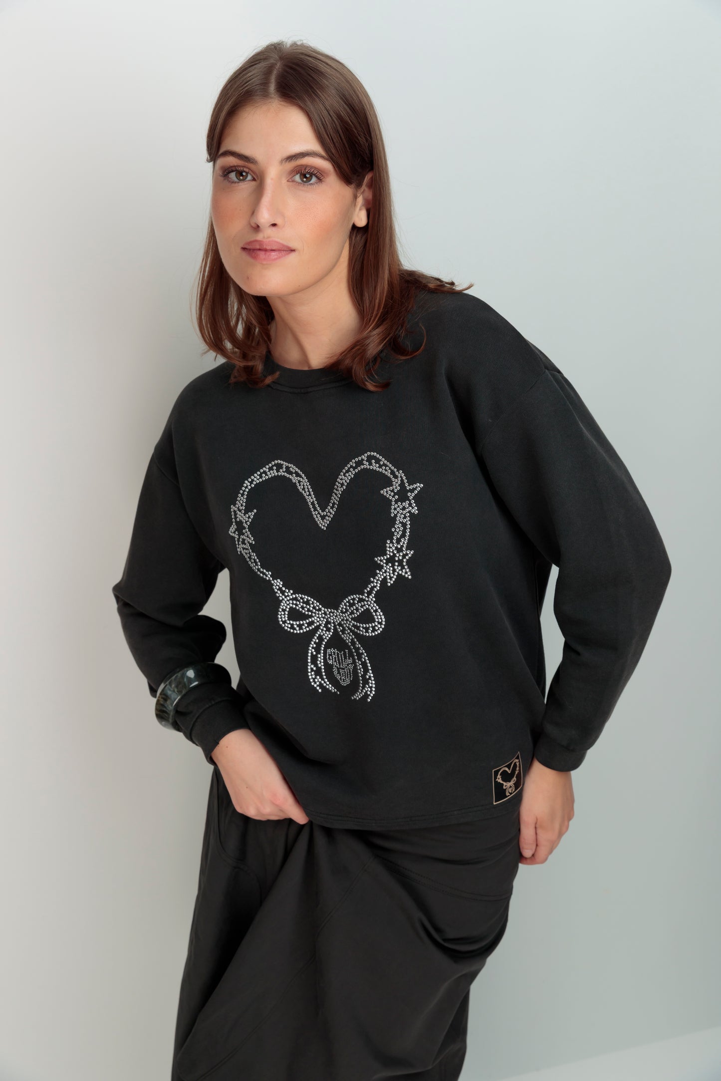 Sudadera Corazón Lazo Strass