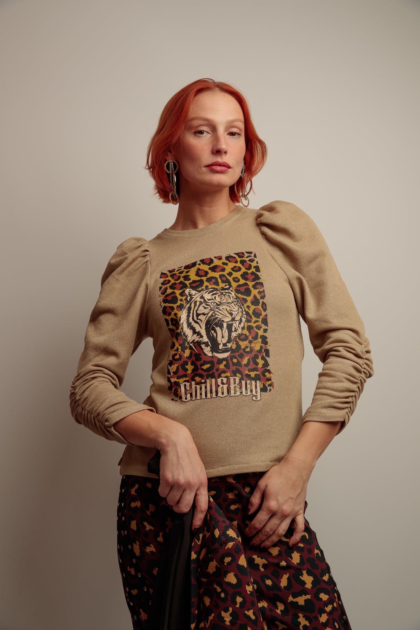 Sudadera Lurex Tigre Print