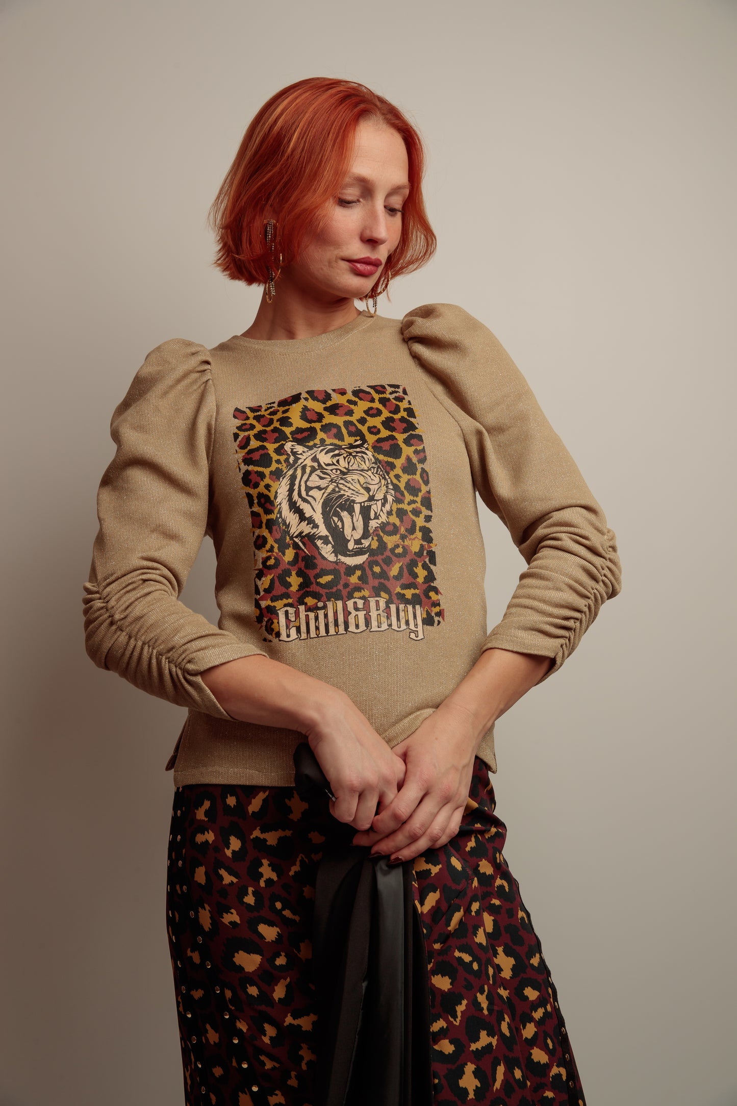Sudadera Lurex Tigre Print