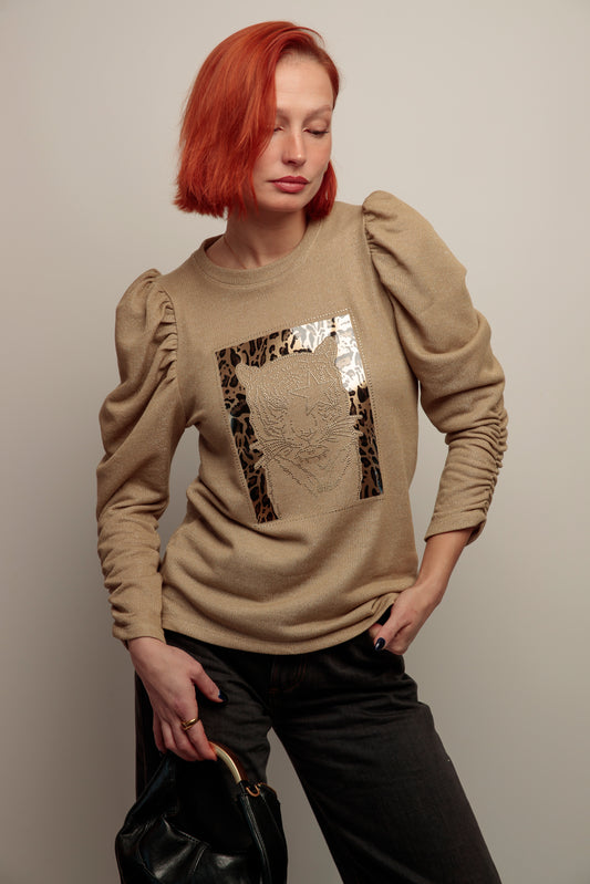 Sudadera Lurex Tiger Strass
