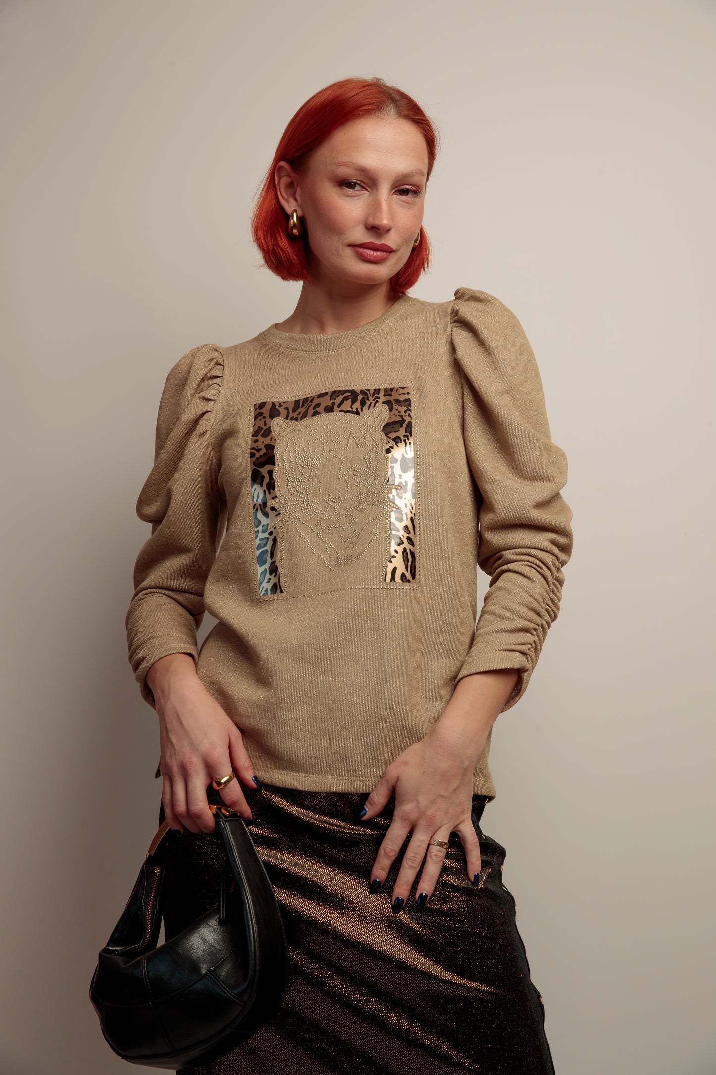 Sudadera Lurex Tiger Strass