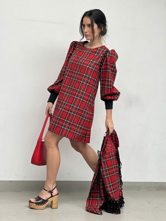 VESTIDO MANGA MIA ESC ROJO SIN DISENO