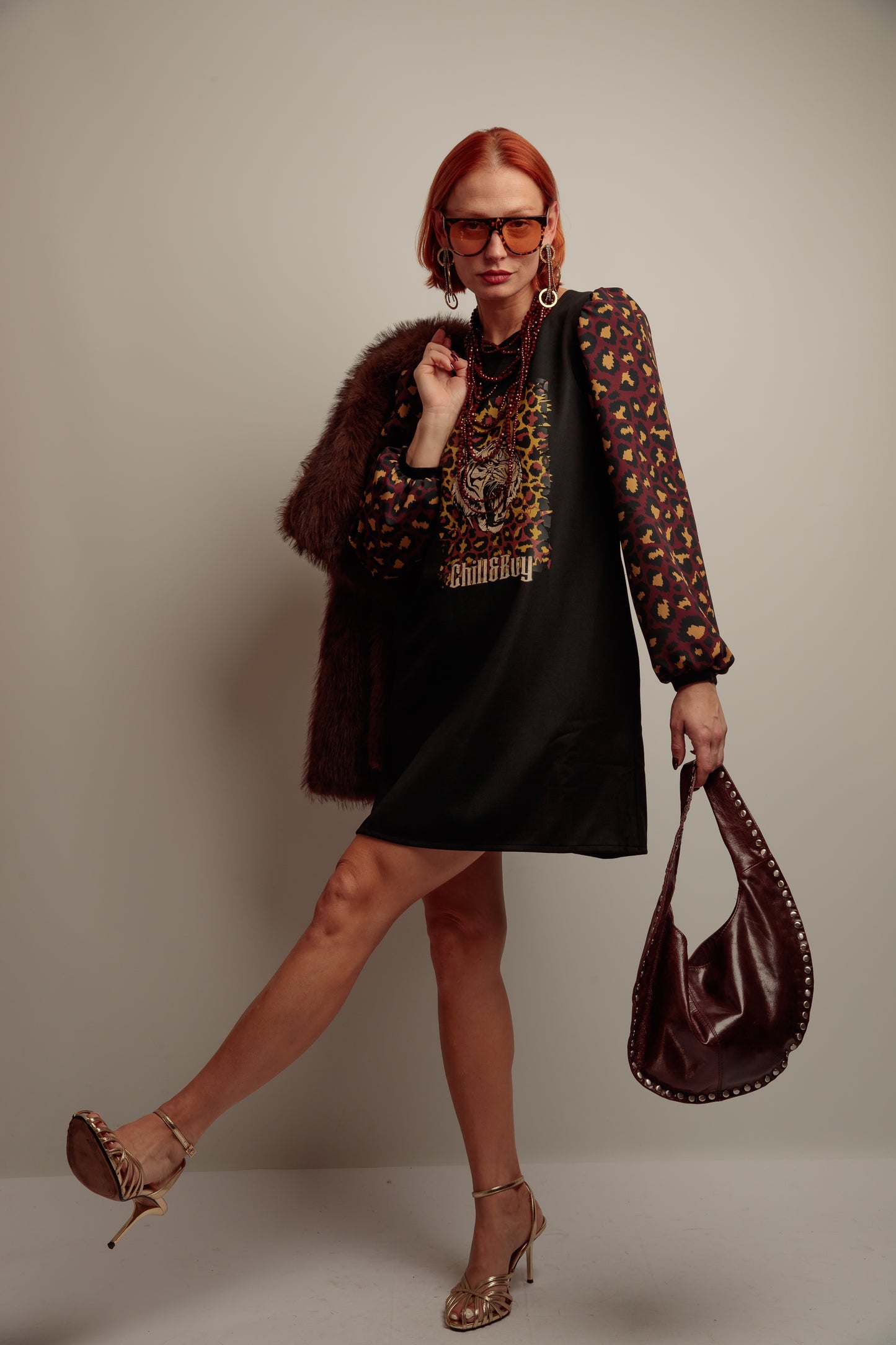 Vestido Abullonado Tigre Print