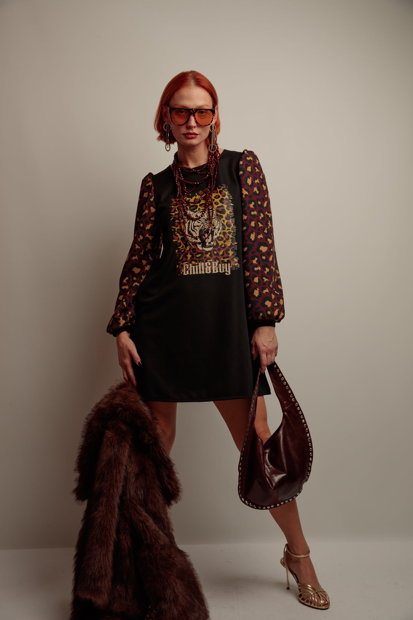 Vestido Abullonado Tigre Print