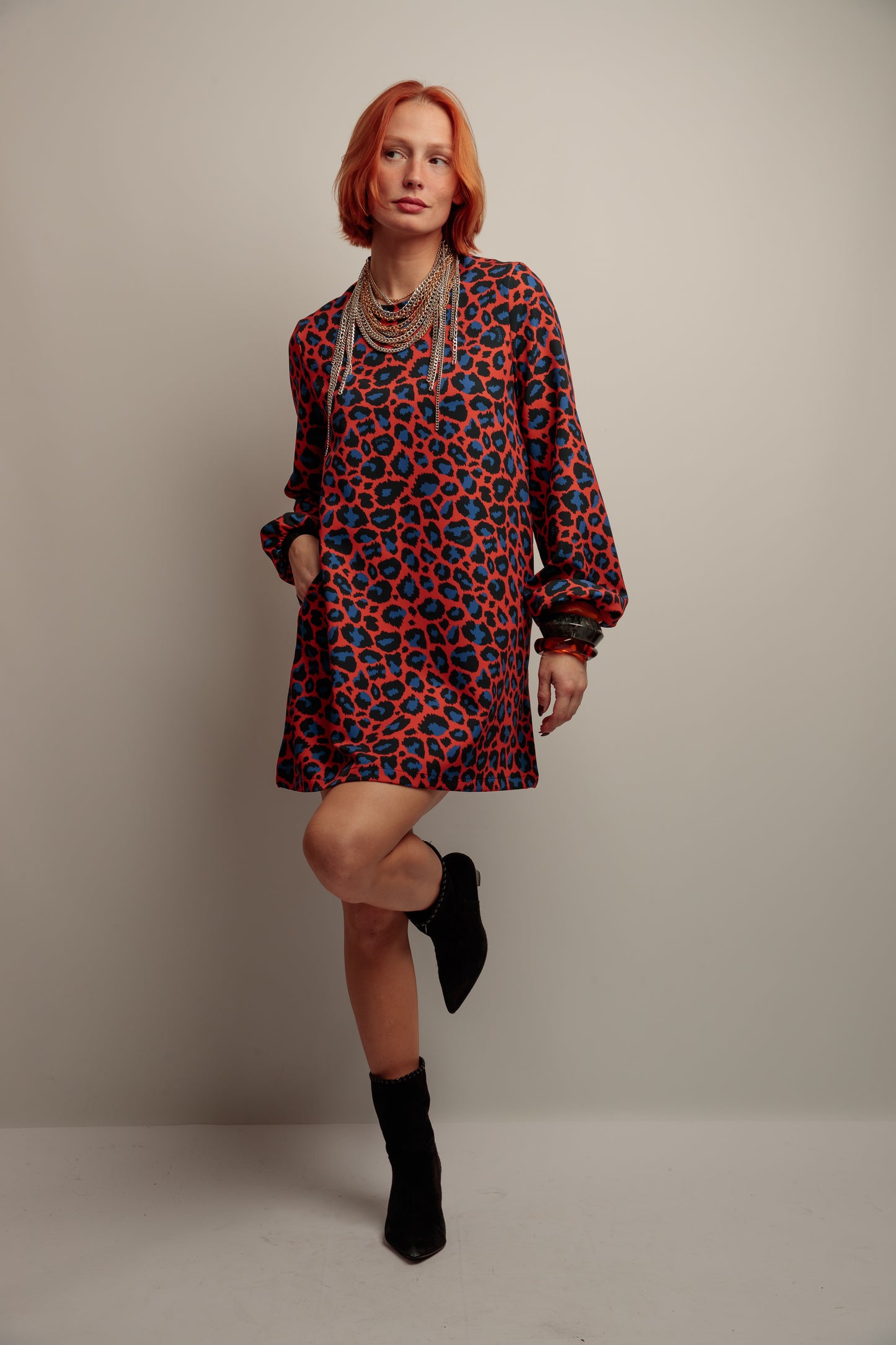 Vestido Amelia Print Caye Azul