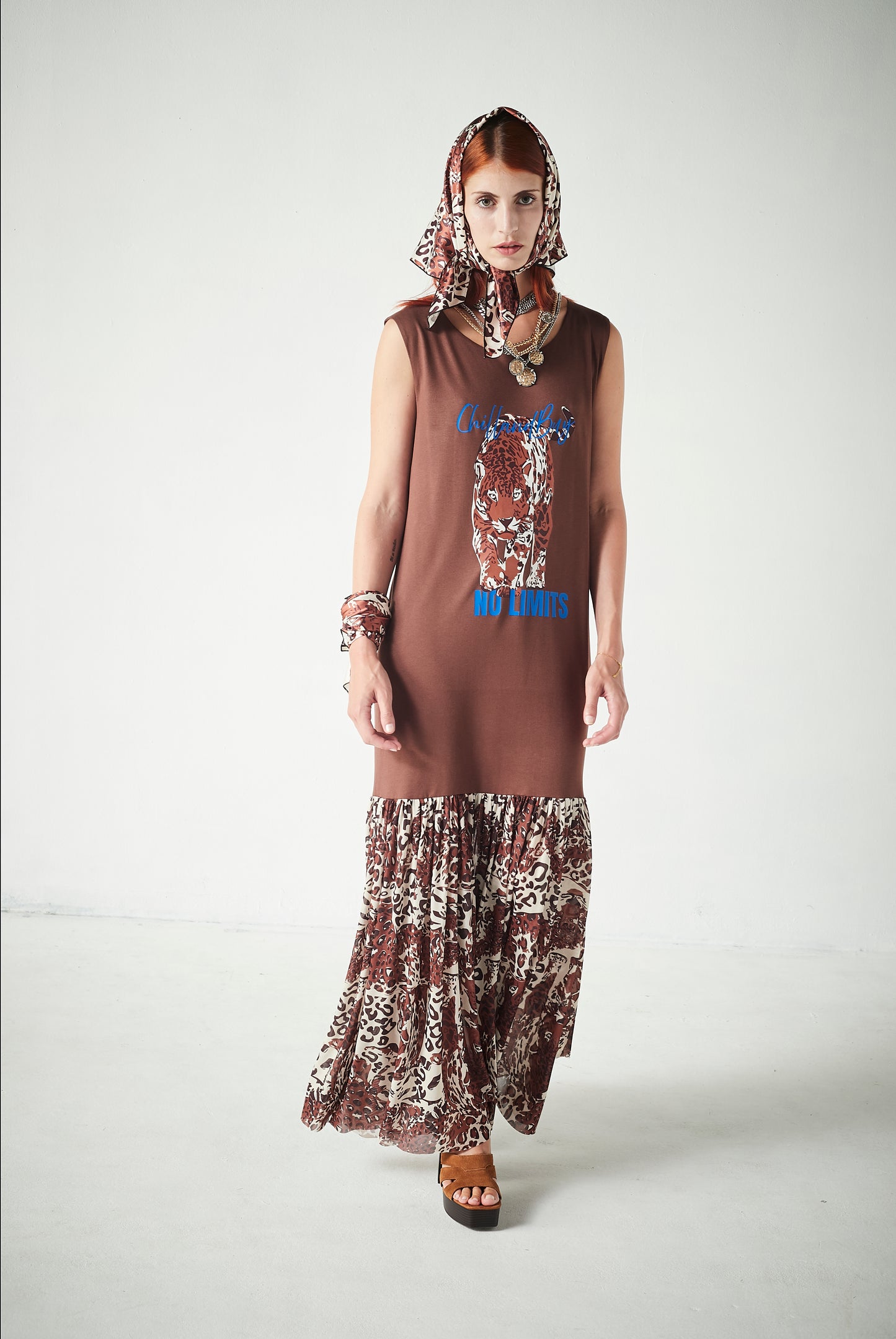 Vestido Combinado Tiger Brown