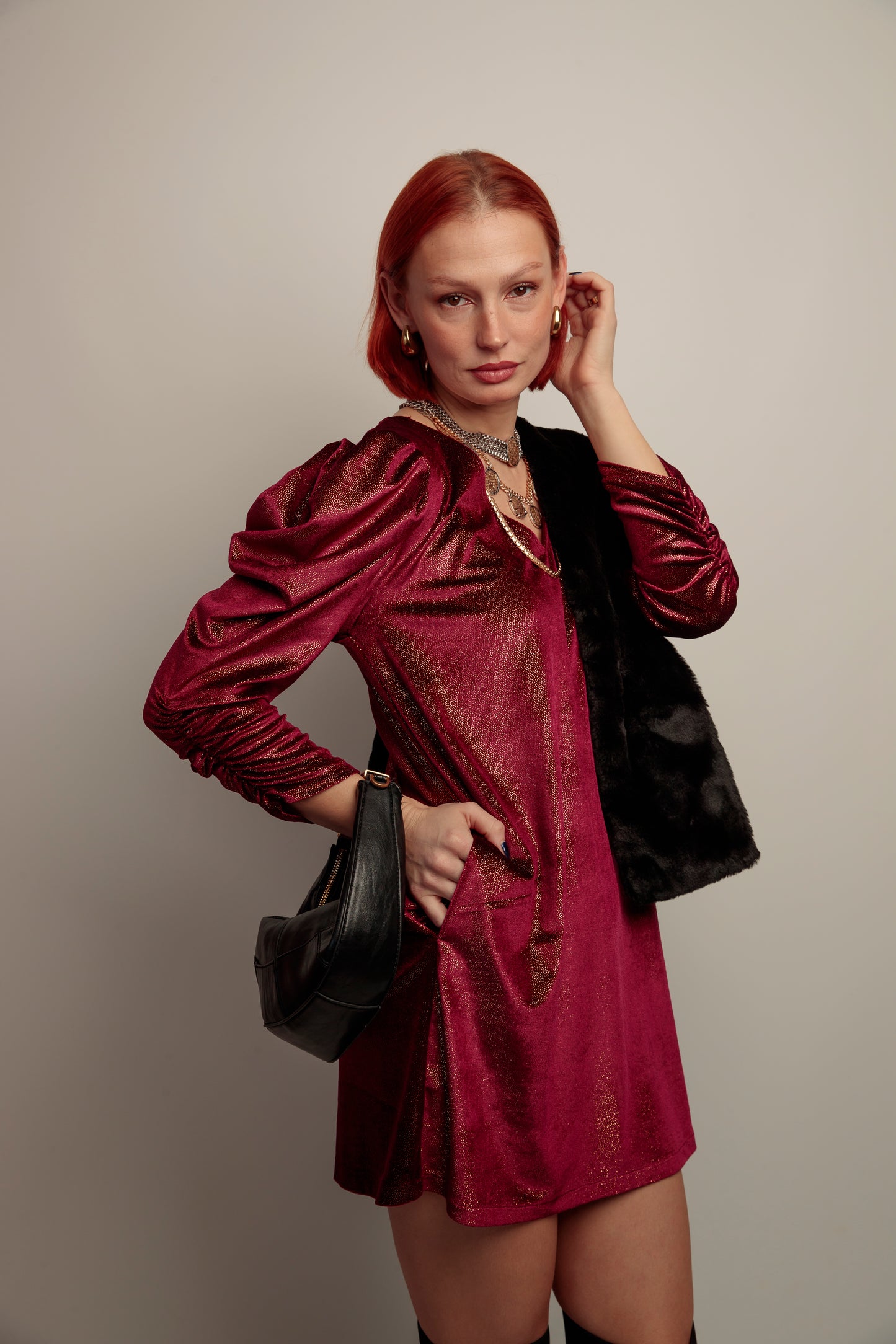 Vestido Pico Lupita Granate