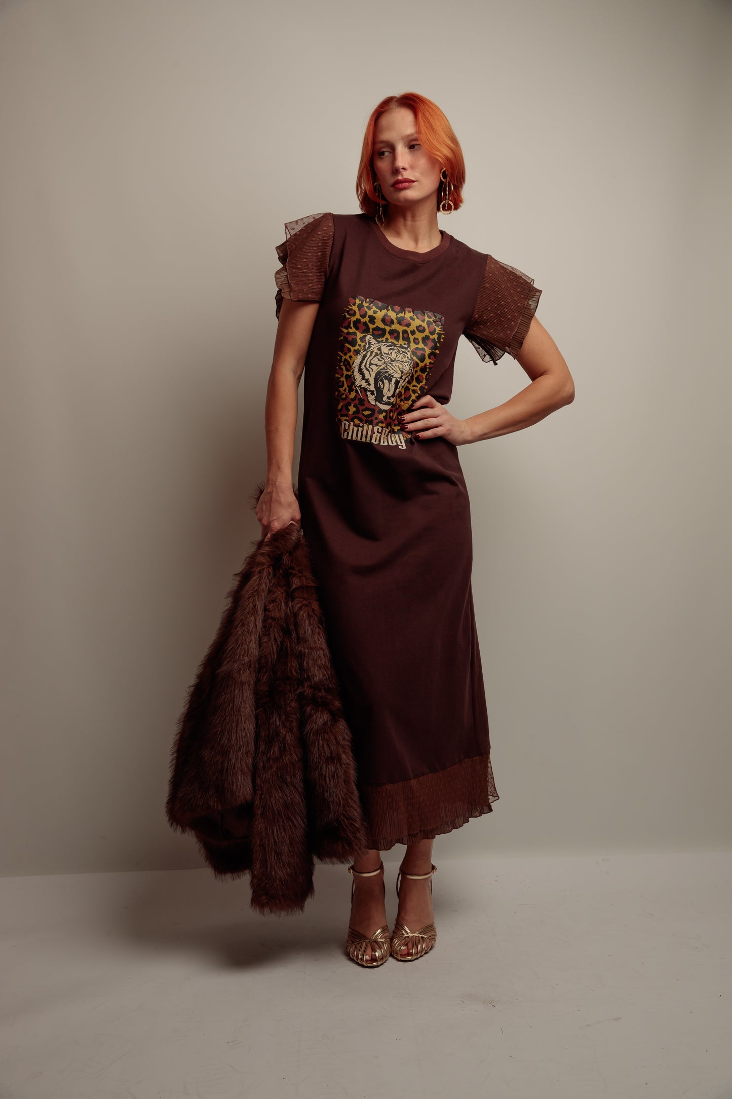 Vestido Topitos Tigre Print