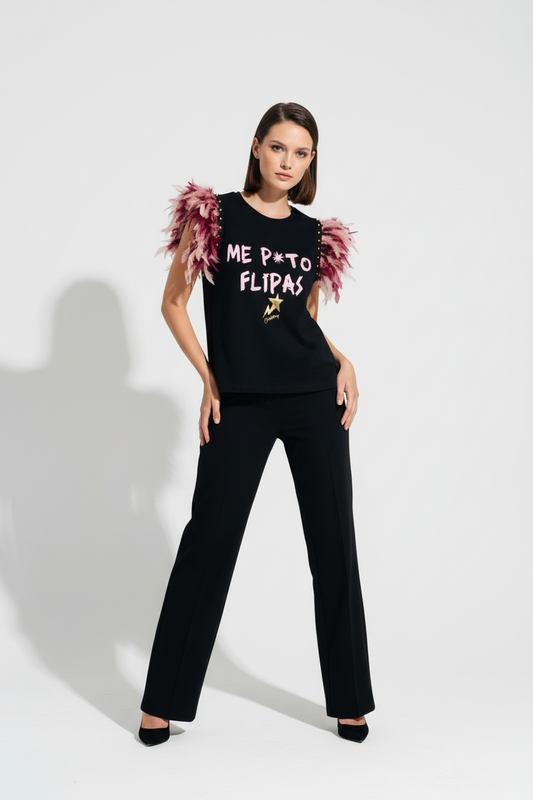 Camiseta Plumas Tachas Flipas