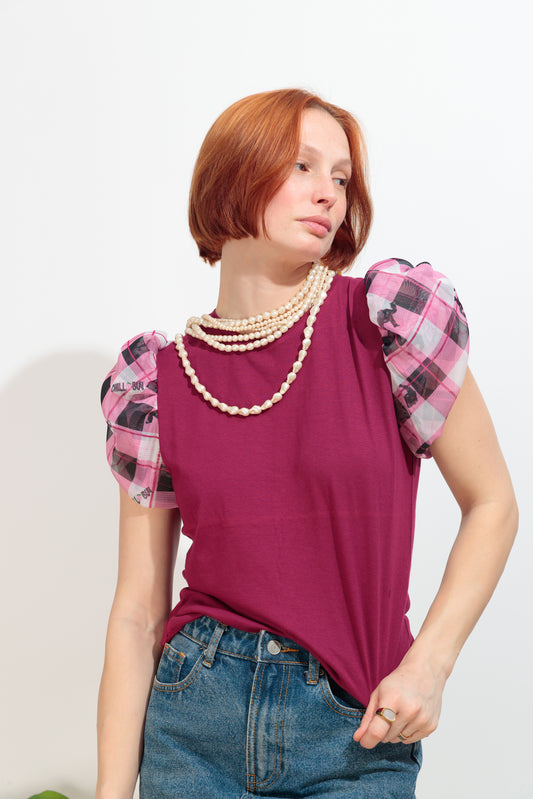Camiseta Blow Cuadros Fresa
