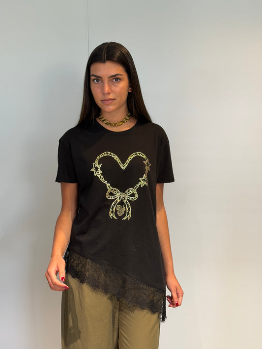 Camiseta Encaje Corazón Strass