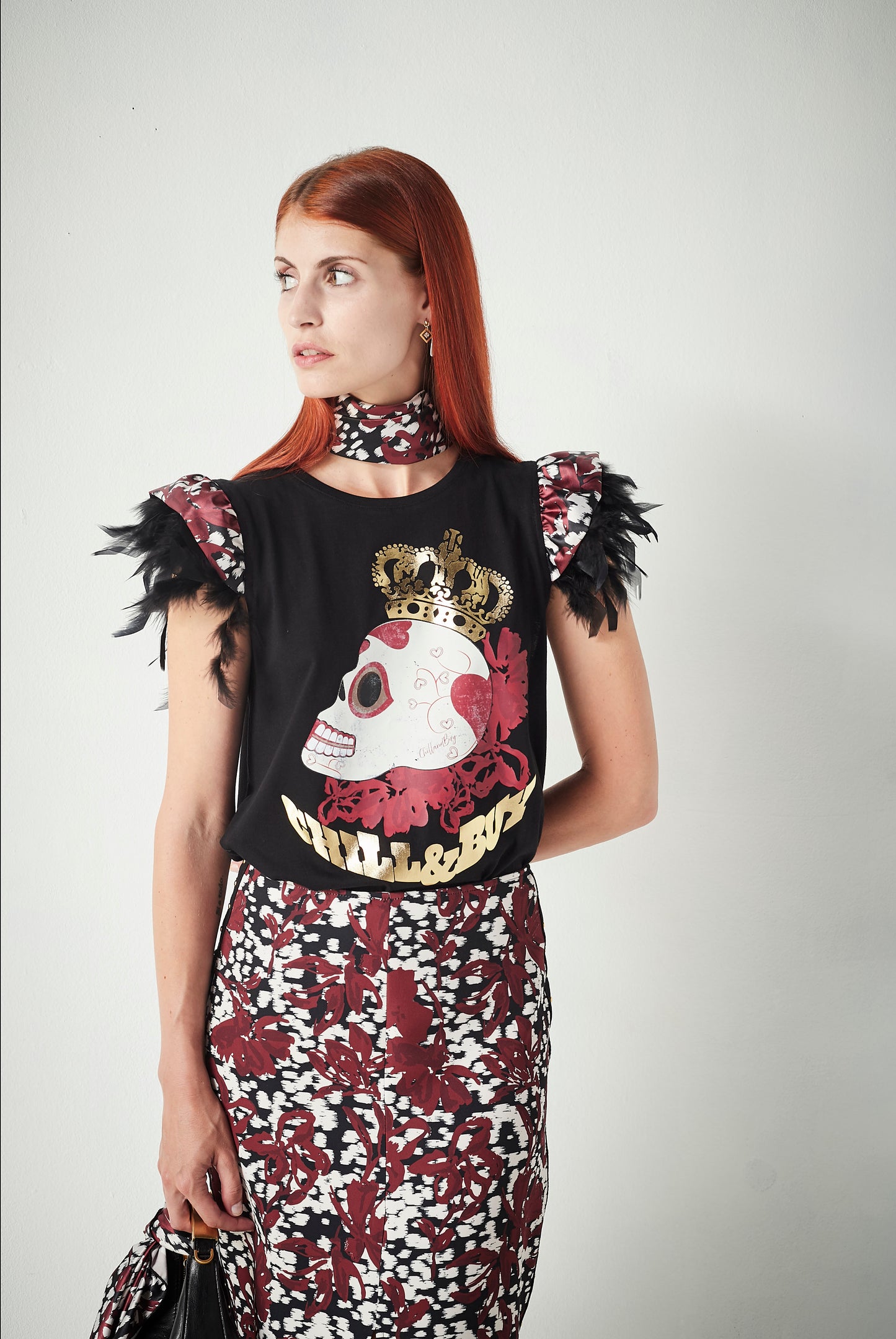 Camiseta Minivolante Plumas Skull