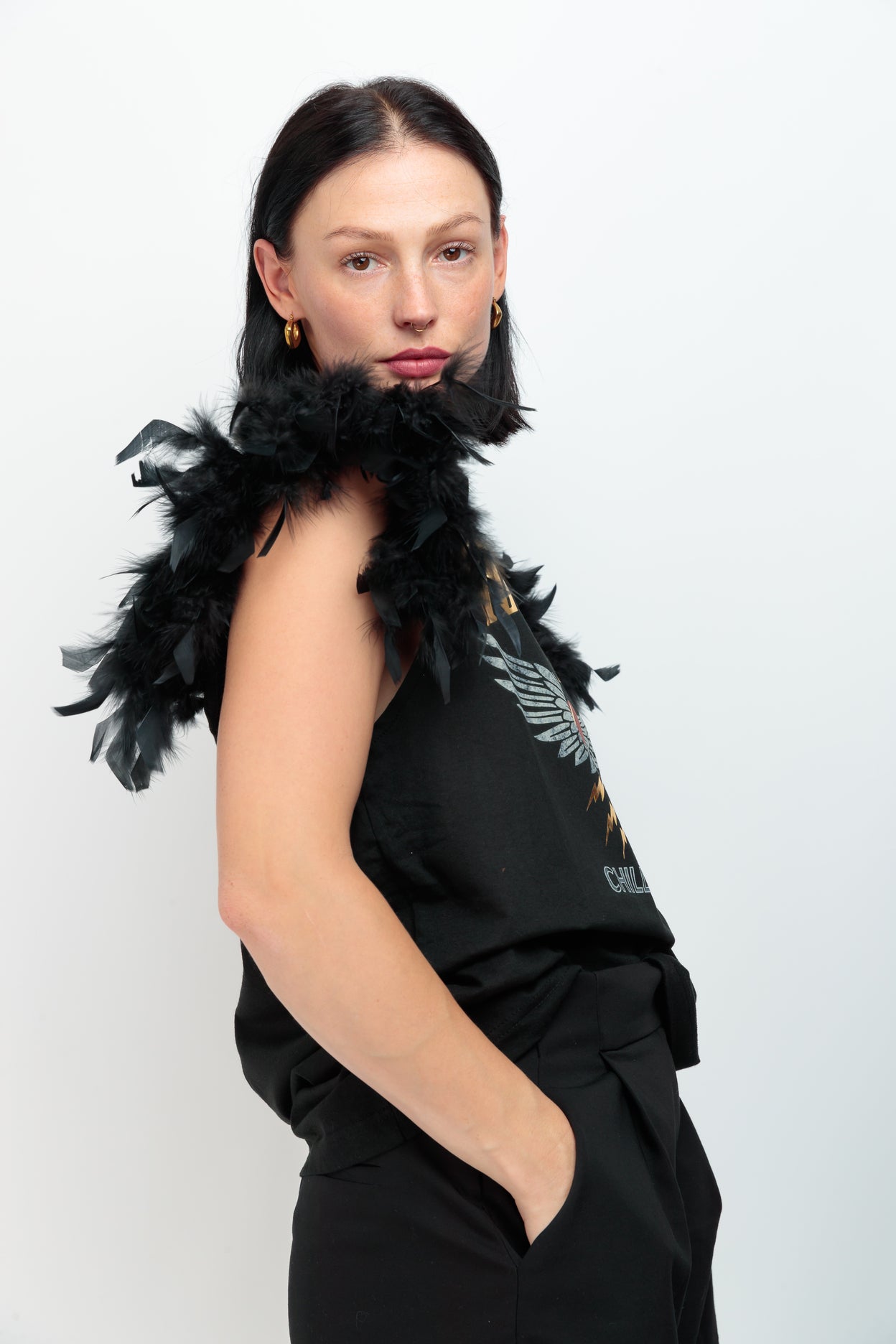 Camiseta Plumas Tachas Alma Rockera