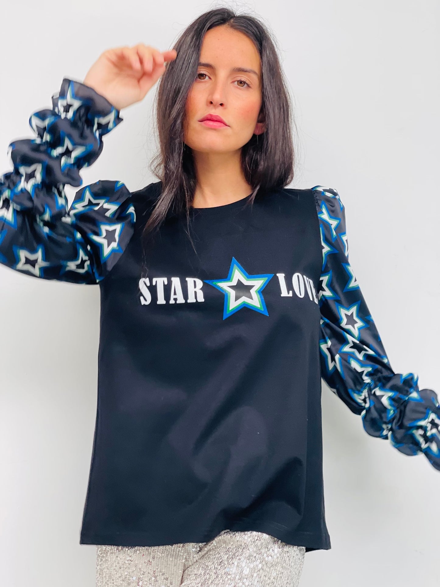 Camiseta Abullonada Star Love Fugaz Azul