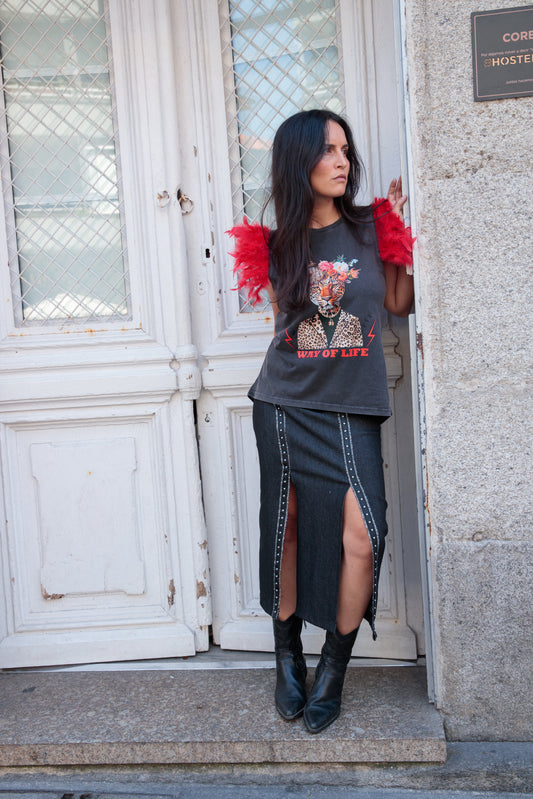 Falda Safari Denim Negro