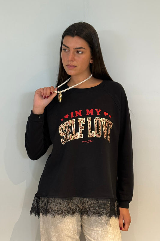 Sudadera Encaje Self Love Print