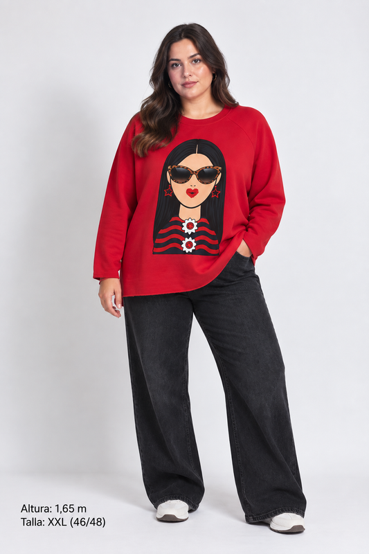 Sudadera Chica Rayas Rojas