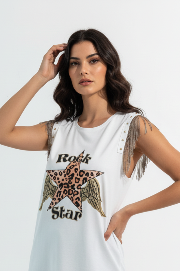 Camiseta Flecos Rock Star