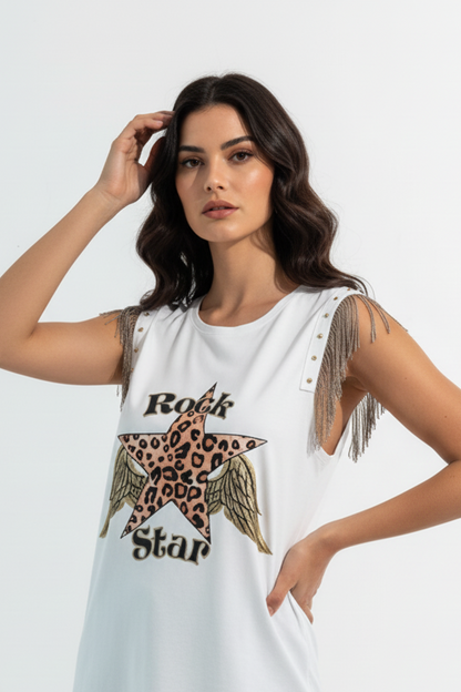 Camiseta Flecos Rock Star