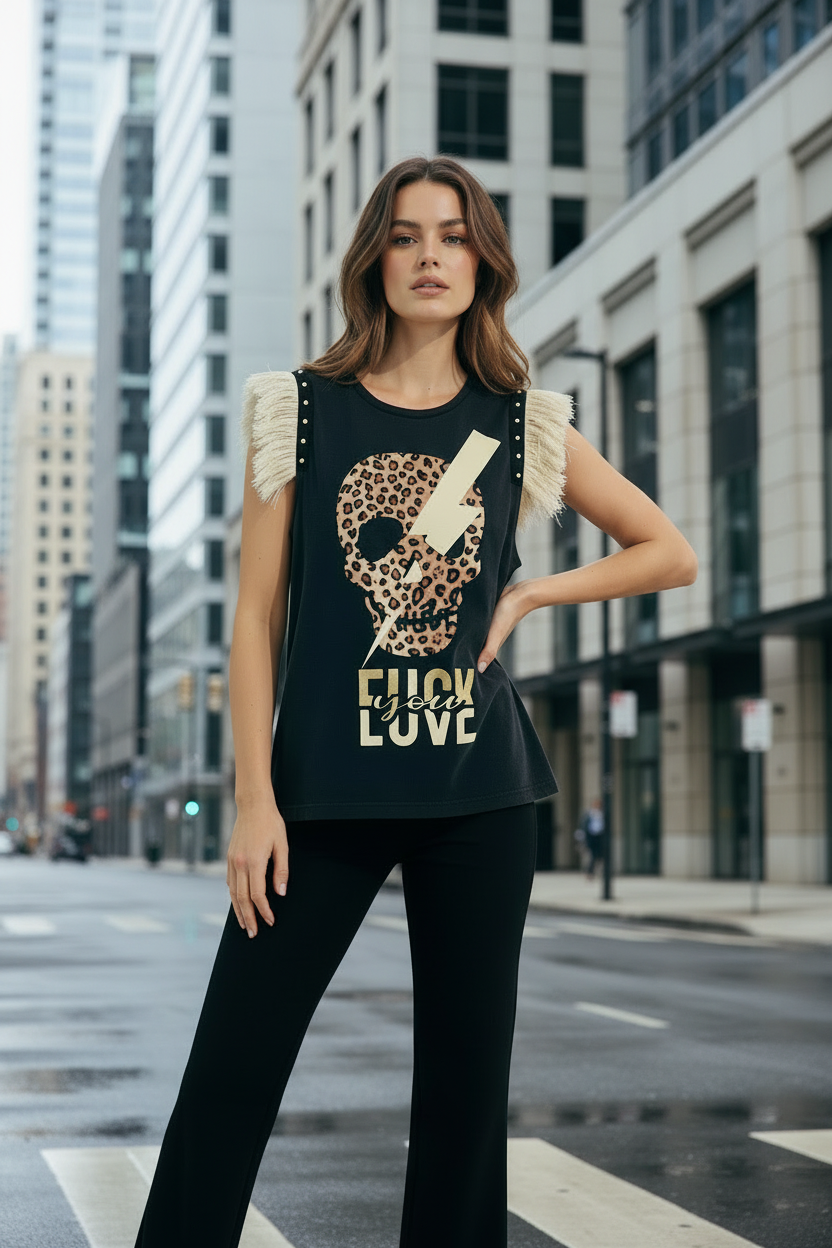 Camiseta Flecos Skull Rayo